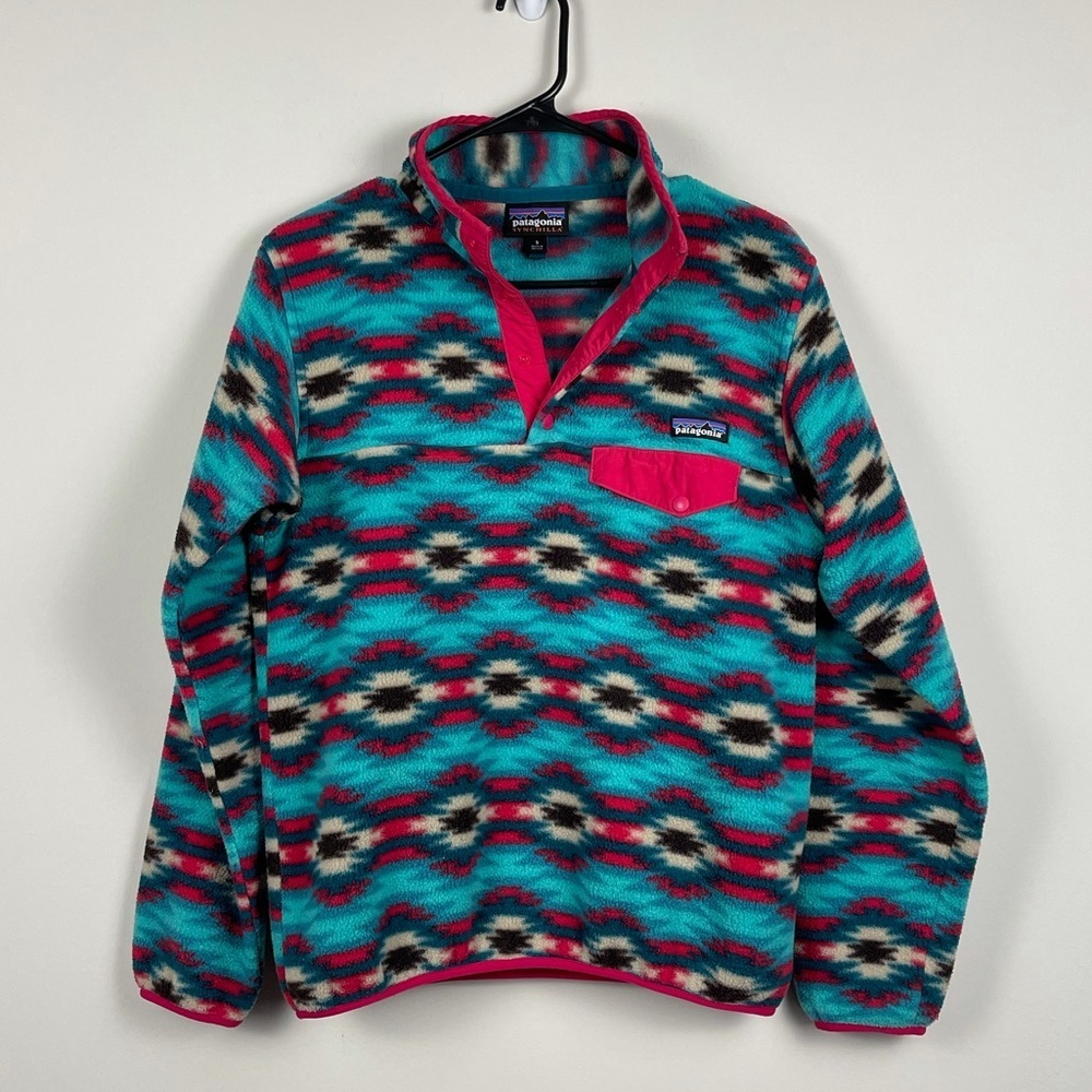 RARE Patagonia Synchilla Snap T Fleece Pullover Aztec Print Size Small